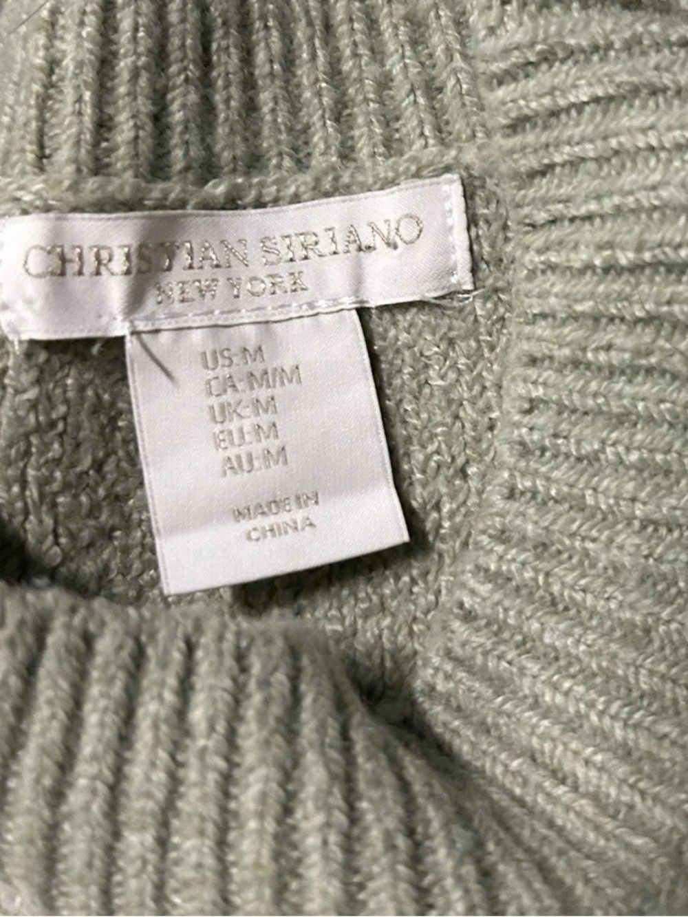 Women’s Christian Siriano Cream Green Sweater Size Medium - Picture 3 of 3